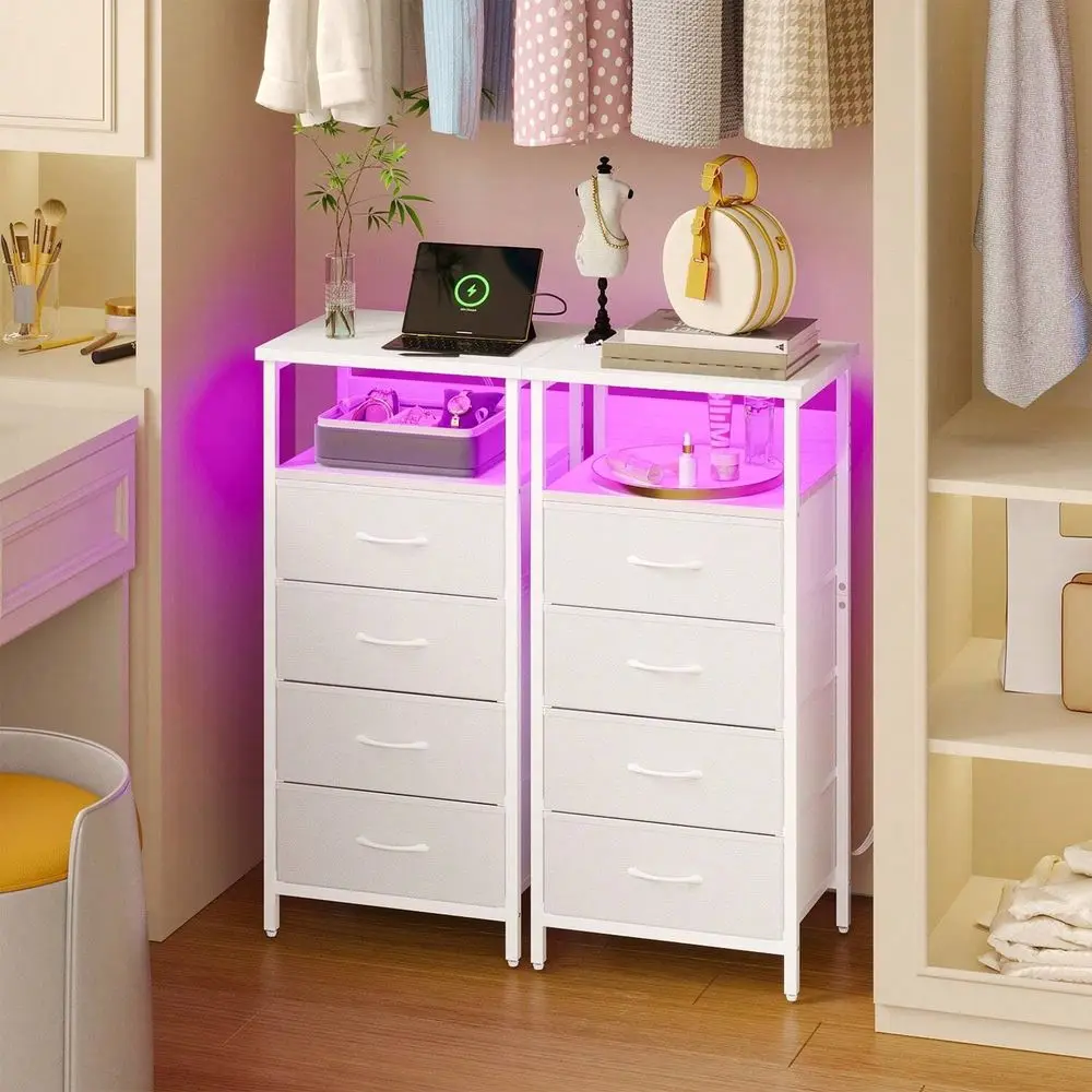 2pcs Nightstand With Charging Station, Beside Table With USB Ports And Outlets, 4 5 Fabric Storage Drawers With PU Finish, Room
2pcs Nightstand With Charging Station, Beside Table With USB Ports And Outlets, 4 5 Fabric Storage Drawers With PU Finish, Room