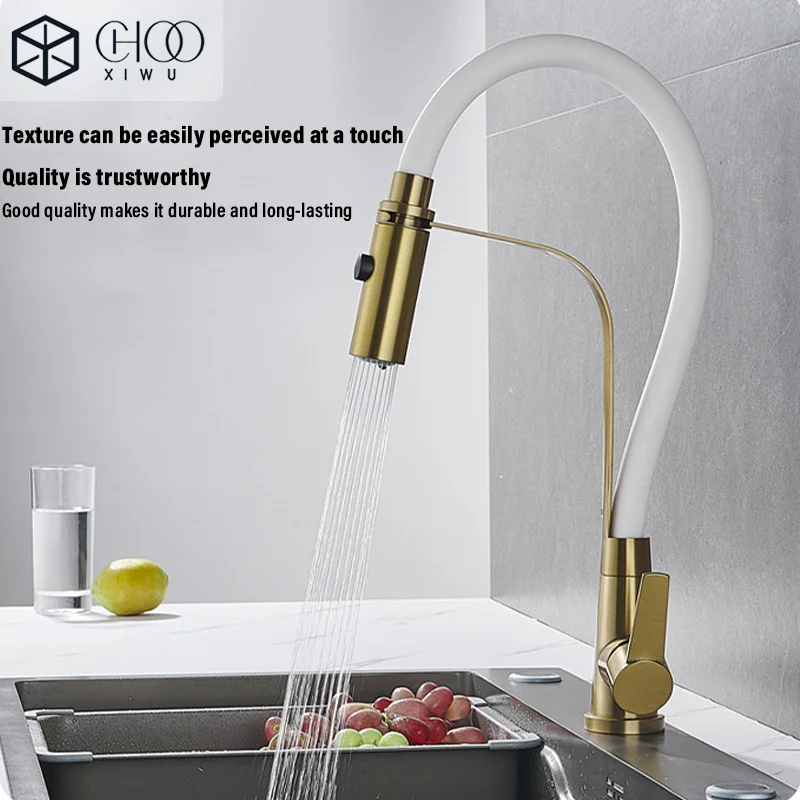Kitchen Faucets with Rubber Design Chrome Mixer Faucet for LED Kitchen Single Handle Pull Down Deck Mounted Crane for Sinks 7661
Kitchen Faucets with Rubber Design Chrome Mixer Faucet for LED Kitchen Single Handle Pull Down Deck Mounted Crane for Sinks 7661