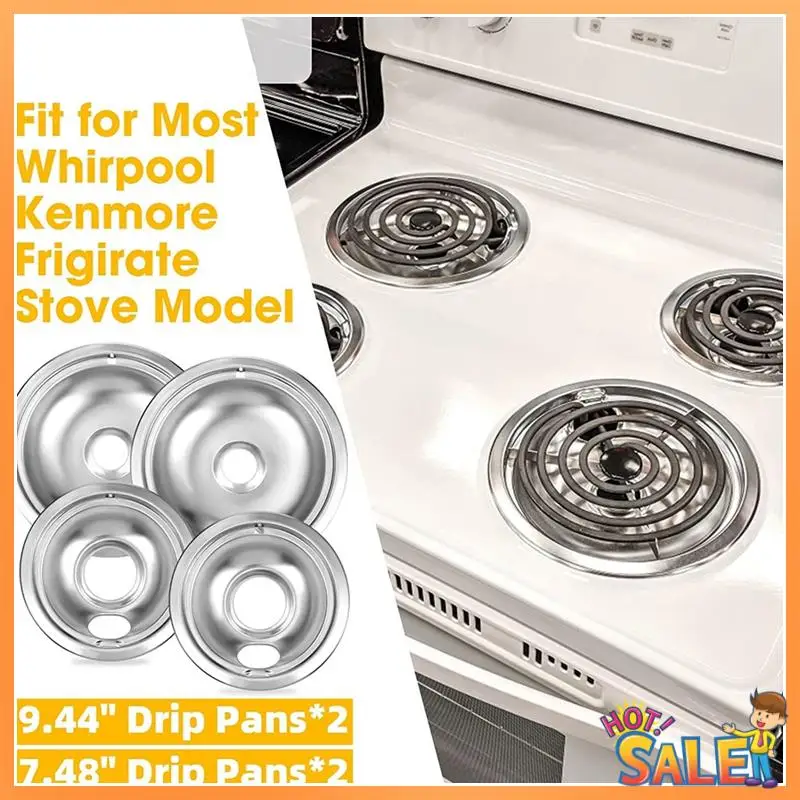 Drip Pan Kit,Universal Chrome Burner Drip Bowls Replacement For Whirlpool Kitchen Aid Range W10278125 W10196405 W1019640
Drip Pan Kit,Universal Chrome Burner Drip Bowls Replacement For Whirlpool Kitchen Aid Range W10278125 W10196405 W1019640