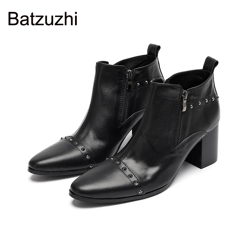 Batzuzhi Pointed Toe Black Genuine Leather Ankle Boots Man Fashion Party, Wedding Boots Man with 7cm High Heels! US6-12
Batzuzhi Pointed Toe Black Genuine Leather Ankle Boots Man Fashion Party, Wedding Boots Man with 7cm High Heels! US6-12