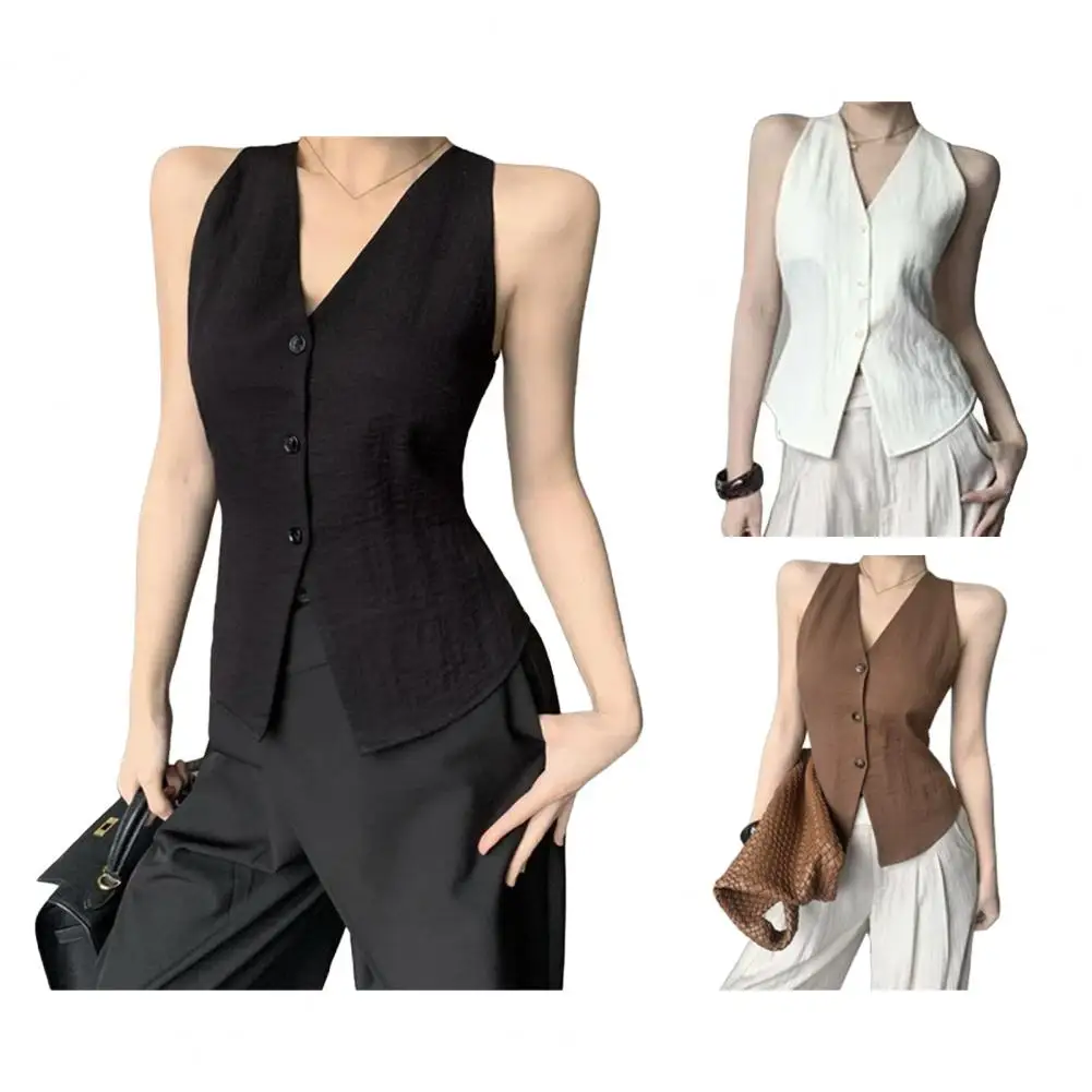 Women's V-Neck Single Breasted Sleeveless Vest New Fashion Summer Linen-Blend Waistcoat For Women Casual Chic Ladies Vest Tops
Women's V-Neck Single Breasted Sleeveless Vest New Fashion Summer Linen-Blend Waistcoat For Women Casual Chic Ladies Vest Tops