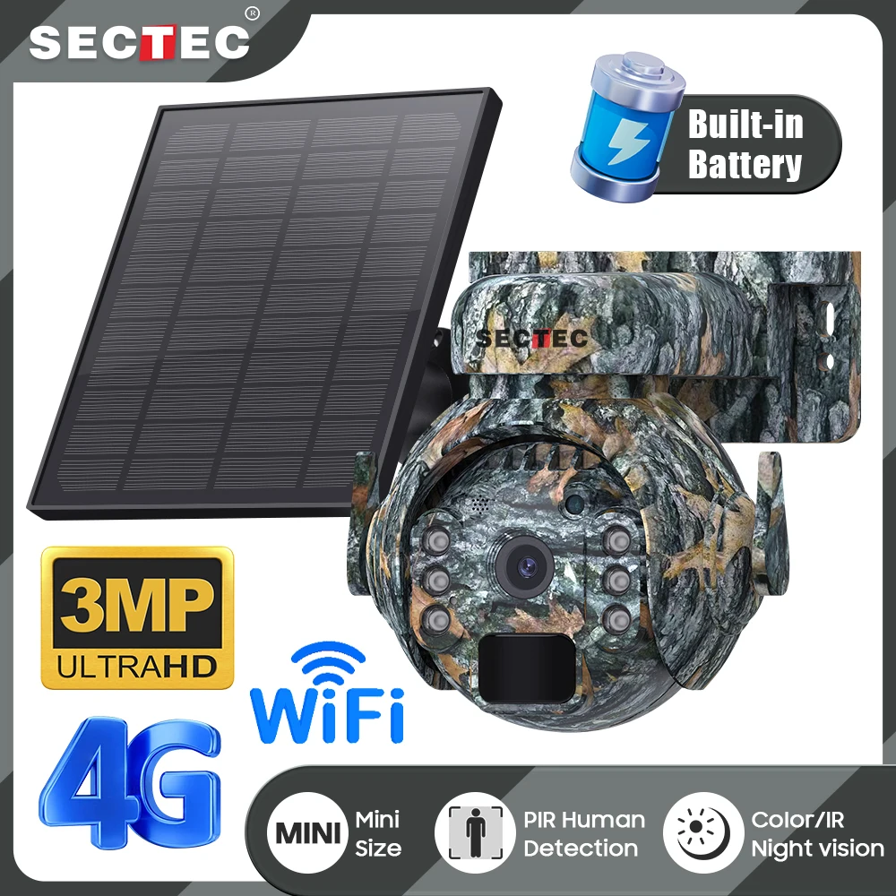 SECTEC 3MP Solar Cell Powered 4G Camera security camera Wifi Monitoring Solar WIFI Camera Outdoor Infrared Human Body Detection
SECTEC 3MP Solar Cell Powered 4G Camera security camera Wifi Monitoring Solar WIFI Camera Outdoor Infrared Human Body Detection