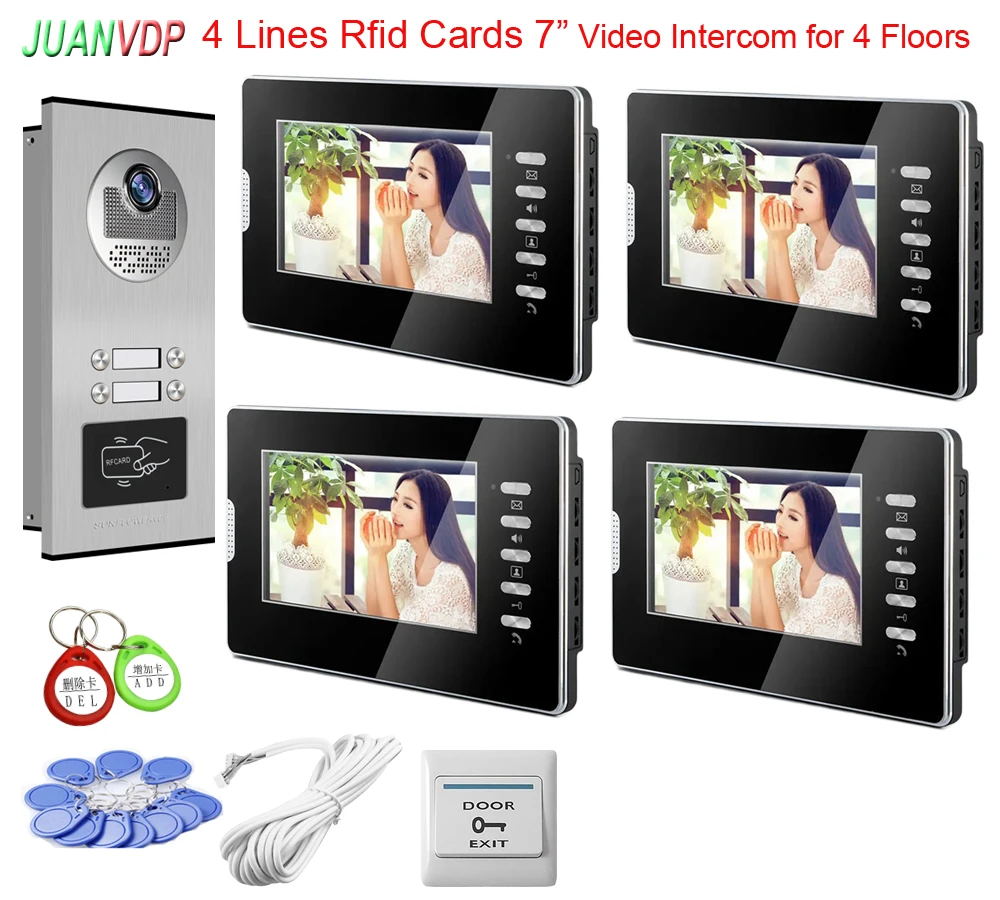 Video Building Intercom System For 4 Units Multi Apartments Home Villa Doorbell Video Door Phone System With 4 Lines
Video Building Intercom System For 4 Units Multi Apartments Home Villa Doorbell Video Door Phone System With 4 Lines