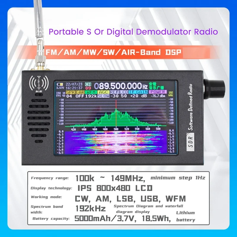 AA58 DeepSDR 101 Software Defined Radio SDR Radio DSP Digital Demodulation Short Wave FM MW SSB CW HAM Radio Receiver
AA58 DeepSDR 101 Software Defined Radio SDR Radio DSP Digital Demodulation Short Wave FM MW SSB CW HAM Radio Receiver