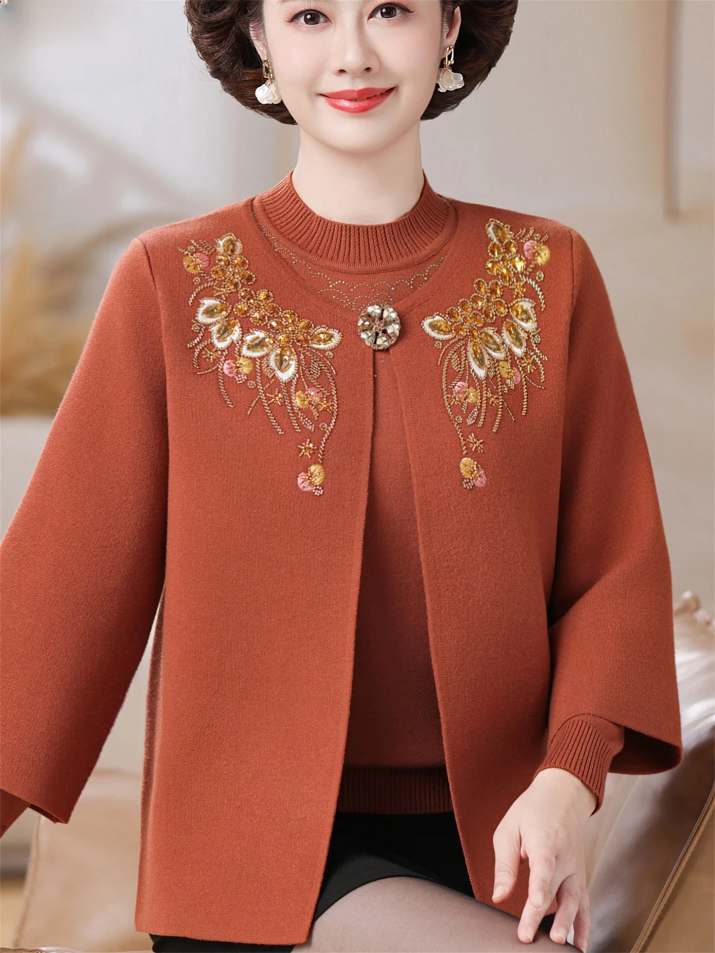 Fashionable Knitted Woolen Wedding Dress Cover up Cardigan And Inner Shirt Set for Women in Autumn Winter for Middle Aged And...
Fashionable Knitted Woolen Wedding Dress Cover up Cardigan And Inner Shirt Set for Women in Autumn Winter for Middle Aged And...