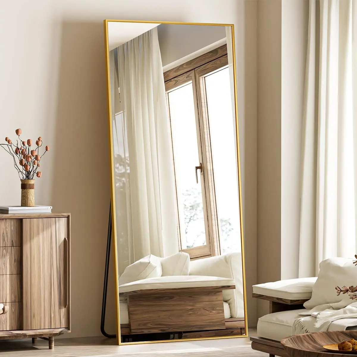Large Mirrors for Wall, 65"x24" Full Length with Stand, Full Body with Aluminum Alloy Frame, Hanging or Leaning Against Wall
Large Mirrors for Wall, 65"x24" Full Length with Stand, Full Body with Aluminum Alloy Frame, Hanging or Leaning Against Wall