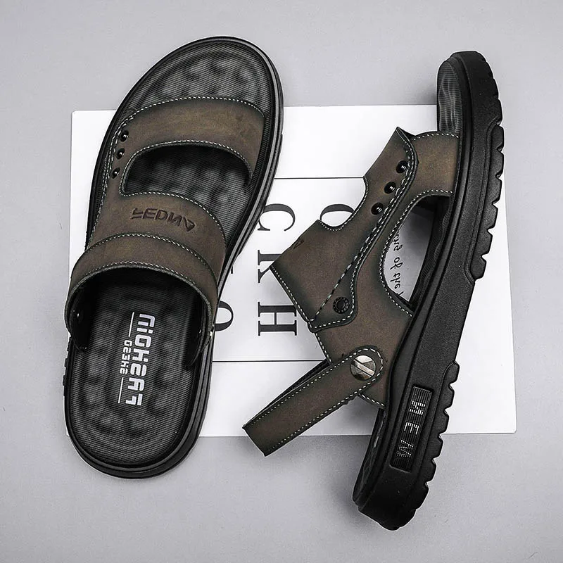 Men's Leather Surface Sandals Summer Outdoor Wear Driving Sport Casual Anti-slip Soft Bottom Wear-resistant Beach Slippers
Men's Leather Surface Sandals Summer Outdoor Wear Driving Sport Casual Anti-slip Soft Bottom Wear-resistant Beach Slippers