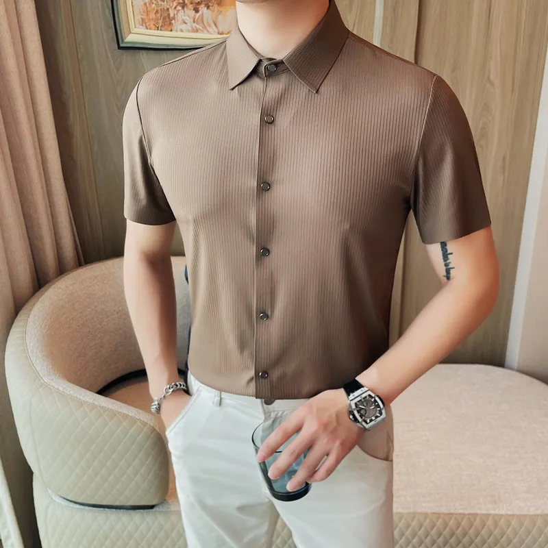 2024 Summer Ice Silk Short Sleeved Shirts Fashion Striped Slim Fit Casual Business Solid Color Versatil Shirt Men Clothing 4XL-M
2024 Summer Ice Silk Short Sleeved Shirts Fashion Striped Slim Fit Casual Business Solid Color Versatil Shirt Men Clothing 4XL-M