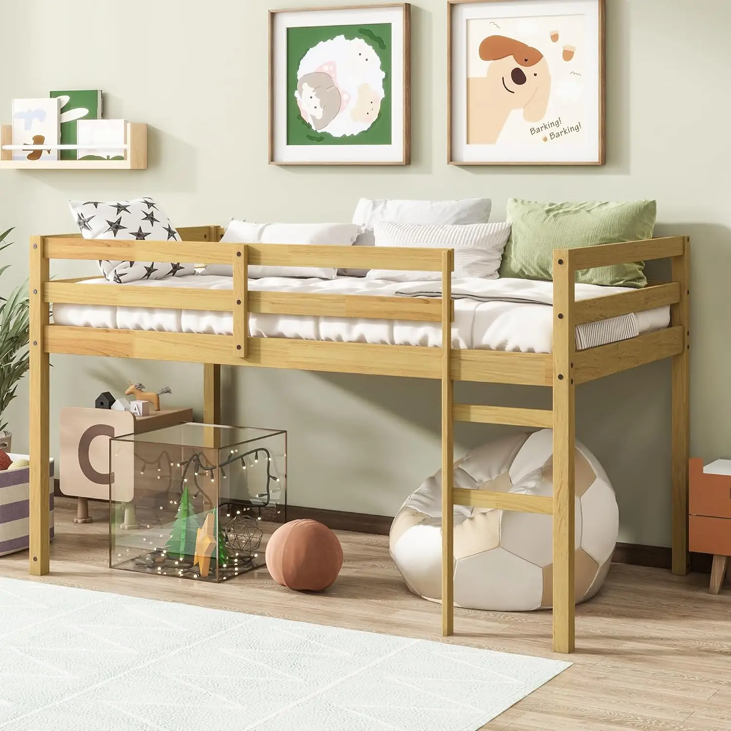 Size Low Loft Bed,Kids Loft Bed with Ladder,Solid Wood Low Loft Bed Twin Size for Girls Boys,Natural
Size Low Loft Bed,Kids Loft Bed with Ladder,Solid Wood Low Loft Bed Twin Size for Girls Boys,Natural