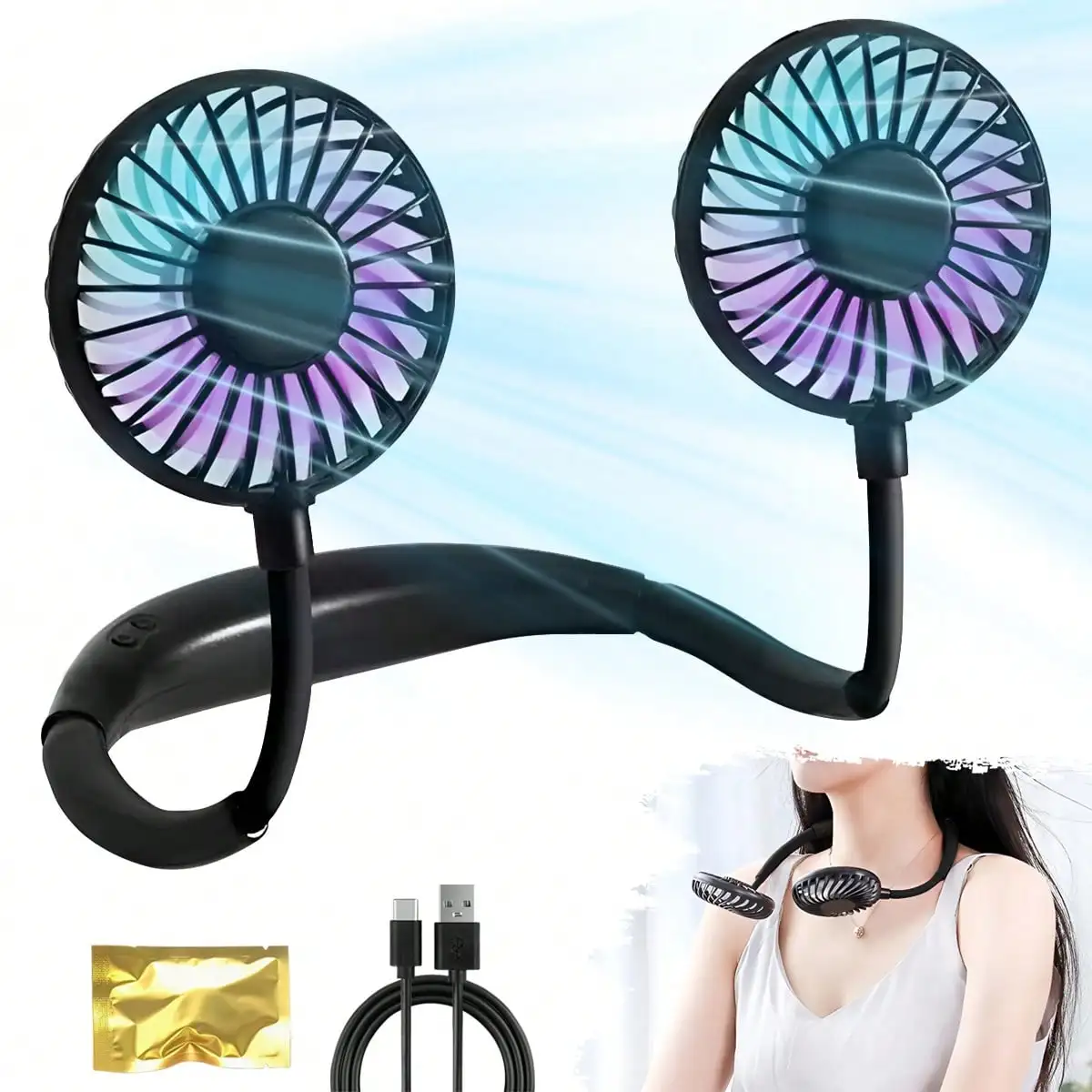 1pc Neck Hanging Fan, 1200mAh Battery Capacity Upgraded Version, Long-Lasting Battery Life, Suitable For Students, Office, Outdoor Travel, Perfect Gift, Essential For Holidays, Women's Day, Wedding Favors, Y2k, Bedroom, Women, Cute Stuff, Mother's Day Gif
1pc Neck Hanging Fan, 1200mAh Battery Capacity Upgraded Version, Long-Lasting Battery Life, Suitable For Students, Office, Outdoor Travel, Perfect Gift, Essential For Holidays, Women's Day, Wedding Favors, Y2k, Bedroom, Women, Cute Stuff, Mother's Day Gif