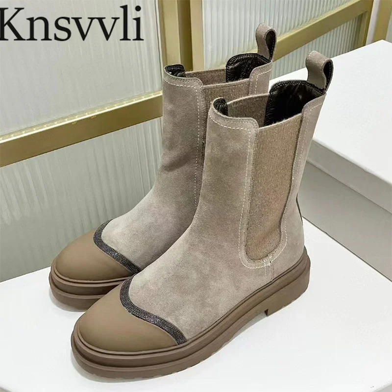 Thick Sole Motorcycle Boots Women Suede Leather Short Boots Round Toe String Bead Lace Up Shoes Women Flat Knight Boots Woman
Thick Sole Motorcycle Boots Women Suede Leather Short Boots Round Toe String Bead Lace Up Shoes Women Flat Knight Boots Woman