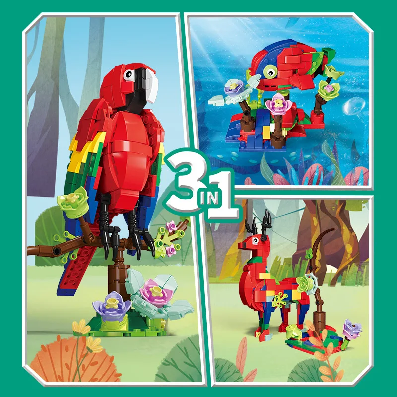 3 in 1 Parrot Deer Fish Animal Block DIY Moc Building Brick Educational Toy For Kids
3 in 1 Parrot Deer Fish Animal Block DIY Moc Building Brick Educational Toy For Kids