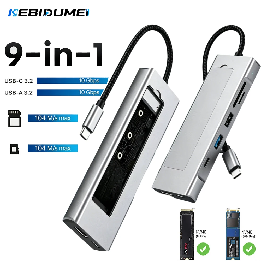 KEBIDUMEI M.2 SSD Enclosure USB C Hub Splitter PD100W Extension Docking Station 10Gbps M2 NVMe External Case 4K 60HzHDMI Adapter
KEBIDUMEI M.2 SSD Enclosure USB C Hub Splitter PD100W Extension Docking Station 10Gbps M2 NVMe External Case 4K 60HzHDMI Adapter