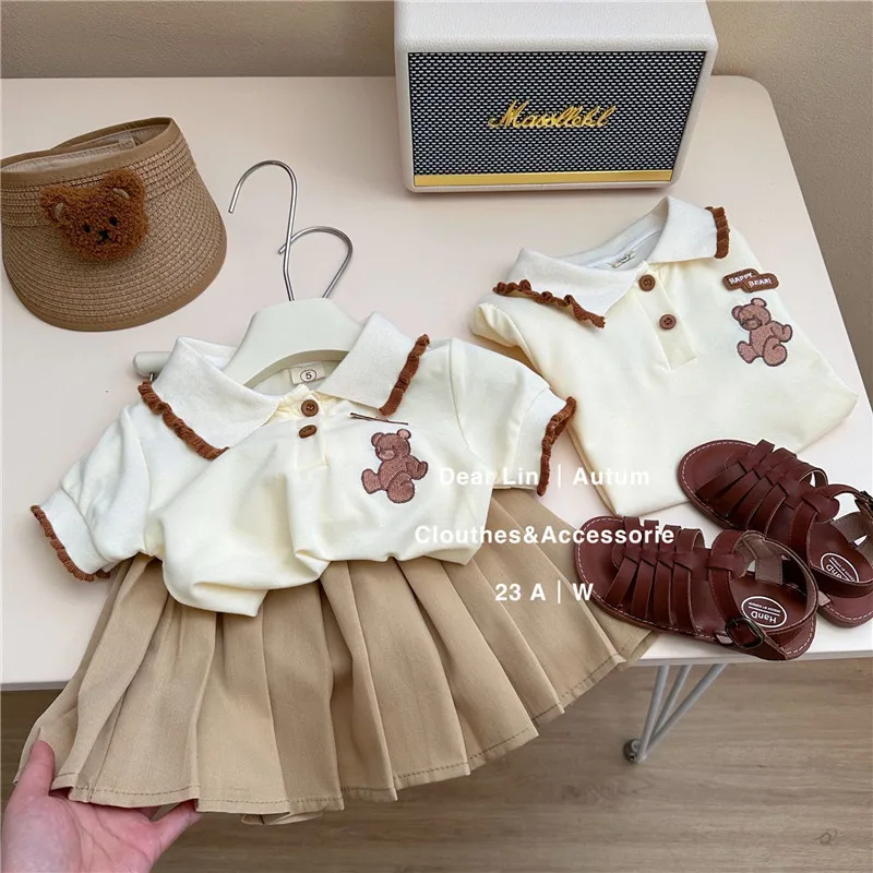 Korean Baby Girl Short Sleeve Cotton Dress Summer New Style Girls' Academy Style CartoonPoloSkirt
Korean Baby Girl Short Sleeve Cotton Dress Summer New Style Girls' Academy Style CartoonPoloSkirt