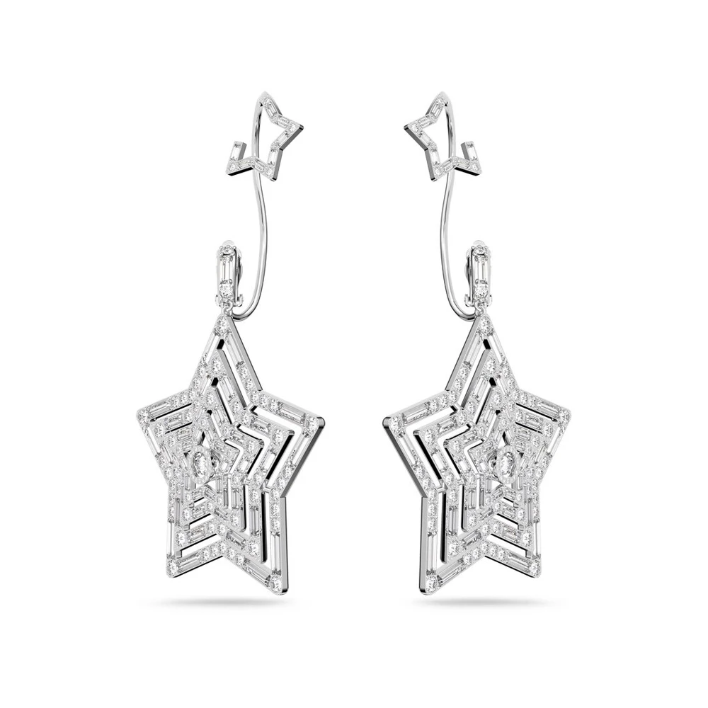 Многослойные серьги-подвески с кристаллами в форме звезды - причудливый эффектный аксессуар
Многослойные серьги-подвески с кристаллами в форме звезды - причудливый эффектный аксессуар