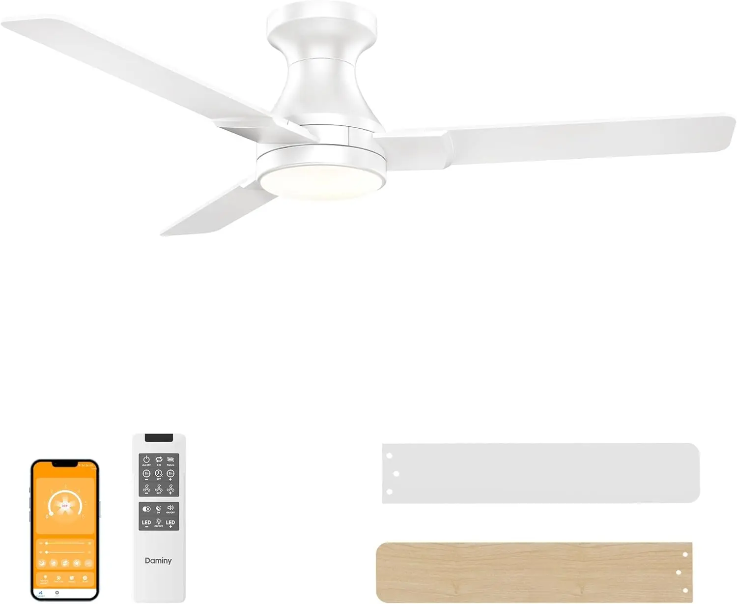 42 inch Ceiling Fan with Lights, 3 Blades, 6CCT, Low Profile, Remote & App Control, Flush Mount White for Bedroom Kitchen Indoor/Outdoor
42 inch Ceiling Fan with Lights, 3 Blades, 6CCT, Low Profile, Remote & App Control, Flush Mount White for Bedroom Kitchen Indoor/Outdoor