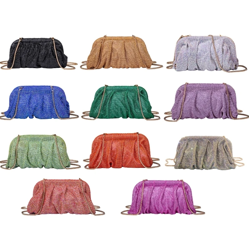 Fashion Rhinestone Evening Bag Pleated Lady Purse Wedding Party Clutch Handbag Women Chain Cocktail Prom Crossbody Shoulder Bag
Fashion Rhinestone Evening Bag Pleated Lady Purse Wedding Party Clutch Handbag Women Chain Cocktail Prom Crossbody Shoulder Bag