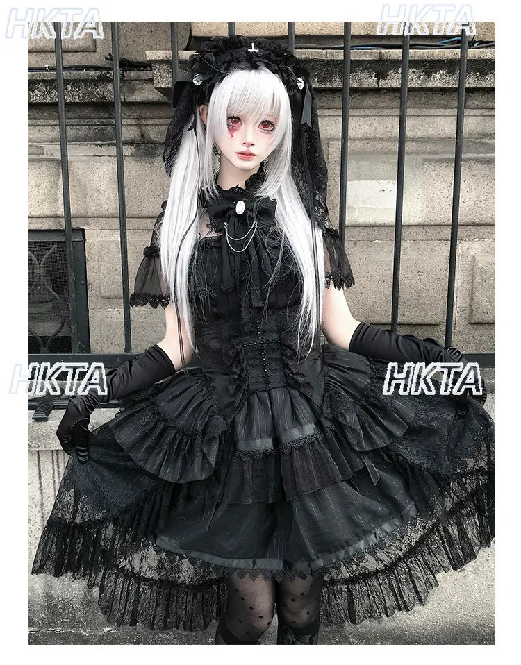 Original Gothic Lolita Short-sleeve Dress Premium Lace High-waisted Slim-fit Mini Gauze Dress and Waist Belt Black Lolita Dress
Original Gothic Lolita Short-sleeve Dress Premium Lace High-waisted Slim-fit Mini Gauze Dress and Waist Belt Black Lolita Dress