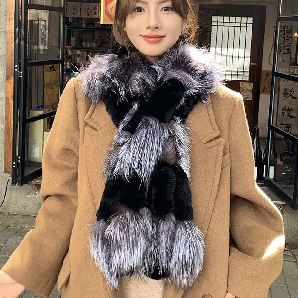 Женский теплый шарф на осень-зиму 2025 года, женский шарф из натурального кроличьего меха, утолщенный защитный шарф для шеи, двусторонний шарф из натурального кроличьего меха
Женский теплый шарф на осень-зиму 2025 года, женский шарф из натурального кроличьего меха, утолщенный защитный шарф для шеи, двусторонний шарф из натурального кроличьего меха