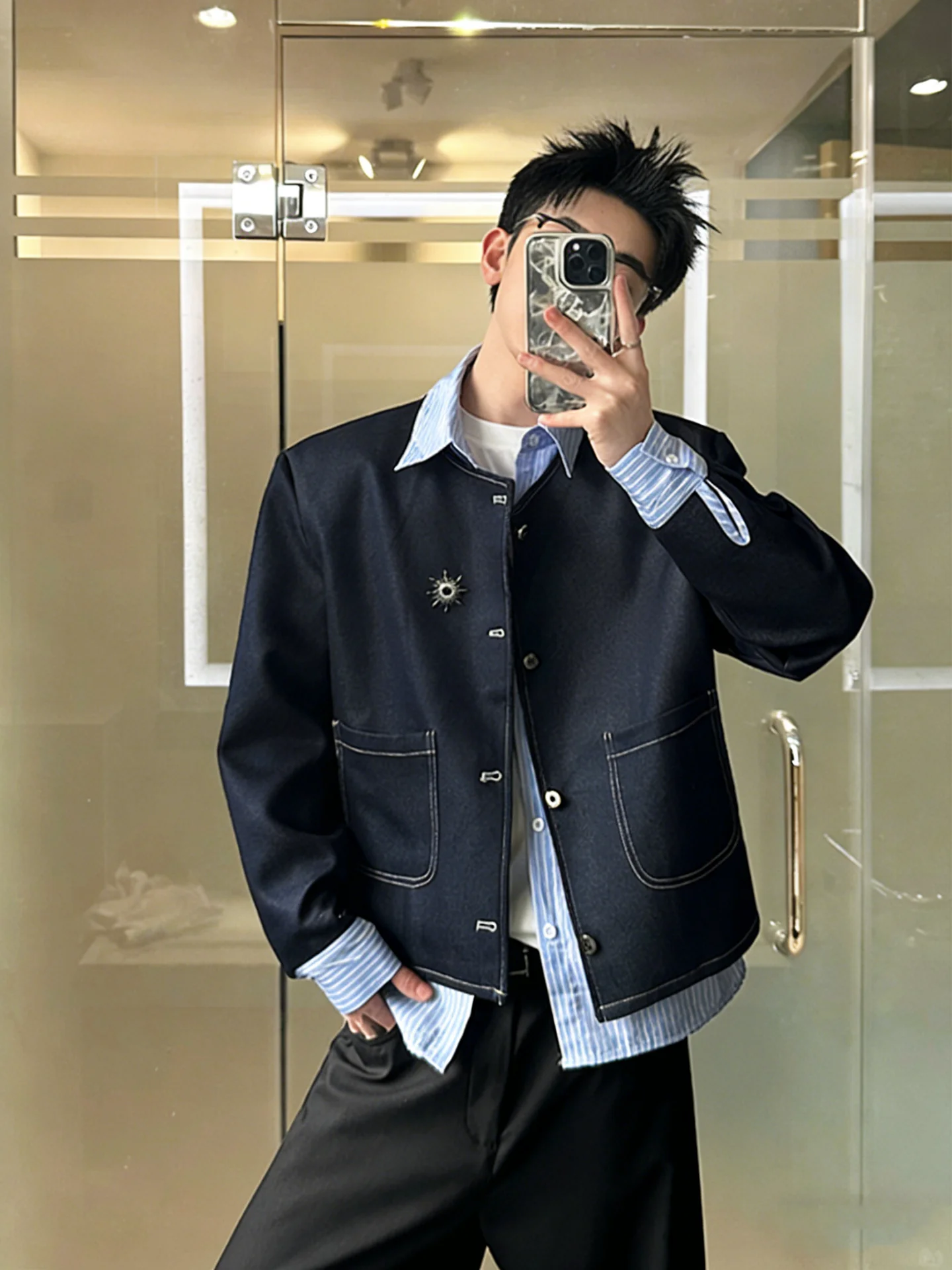oulder Pad Suit Jaet for Men Spring Autumn Casual Sle Flip Collar ort Length Cleanfit Trendy Brand Hairdrer Approved
oulder Pad Suit Jaet for Men Spring Autumn Casual Sle Flip Collar ort Length Cleanfit Trendy Brand Hairdrer Approved