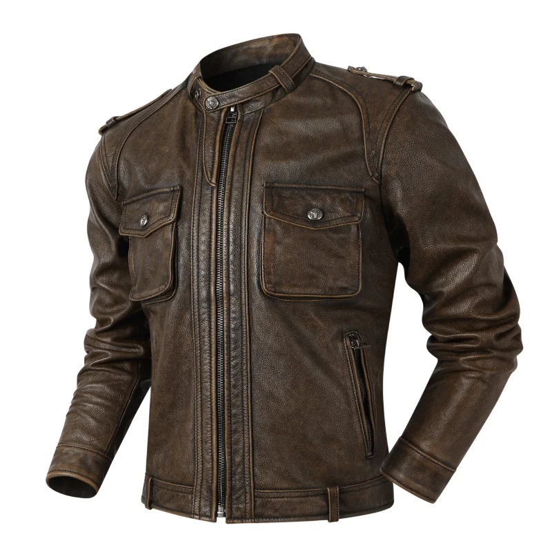 Retro Waed Vintage Top Layer Cowhide Leather Jaet Motorcycle Sle Stand Collar Men's Faion Warmth Long Sve Coat
Retro Waed Vintage Top Layer Cowhide Leather Jaet Motorcycle Sle Stand Collar Men's Faion Warmth Long Sve Coat