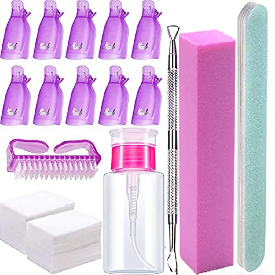 Nail Polish Remover Tools Kit-500 Pcs Cotton Pads, 10 Purple Polish Remover Clips, Bottle, Cuticle Pusher, Nail Brush, Nail Fil
Nail Polish Remover Tools Kit-500 Pcs Cotton Pads, 10 Purple Polish Remover Clips, Bottle, Cuticle Pusher, Nail Brush, Nail Fil