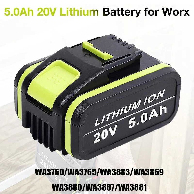 5000mAh Replacement Lithium Battery for Worx WA3551 WA3883 WA3869 WA3880 WA3867 WA3881 20v Rechargeable Power Tools Battery
5000mAh Replacement Lithium Battery for Worx WA3551 WA3883 WA3869 WA3880 WA3867 WA3881 20v Rechargeable Power Tools Battery