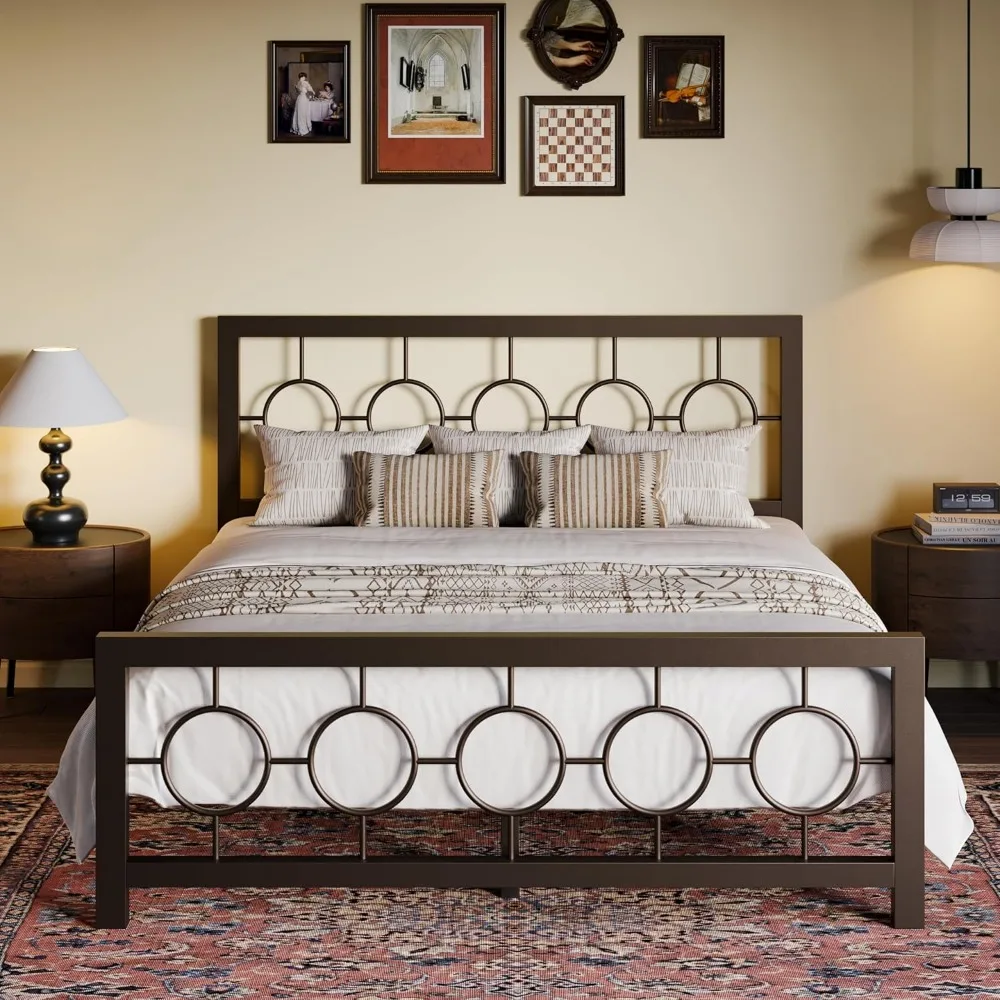 SHA CERLIN Queen Size Metal Bed Frame with Vintage Circular Design Headboard and Footboard,No Box Spring Required,Easy Assembly,
SHA CERLIN Queen Size Metal Bed Frame with Vintage Circular Design Headboard and Footboard,No Box Spring Required,Easy Assembly,