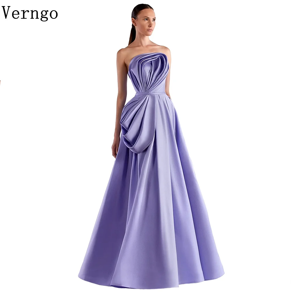 Verngo Purple Satin Evening Dresses Strapless A Line Prom Gowns Pleat Formal Simple Party Dresses Customized
Verngo Purple Satin Evening Dresses Strapless A Line Prom Gowns Pleat Formal Simple Party Dresses Customized