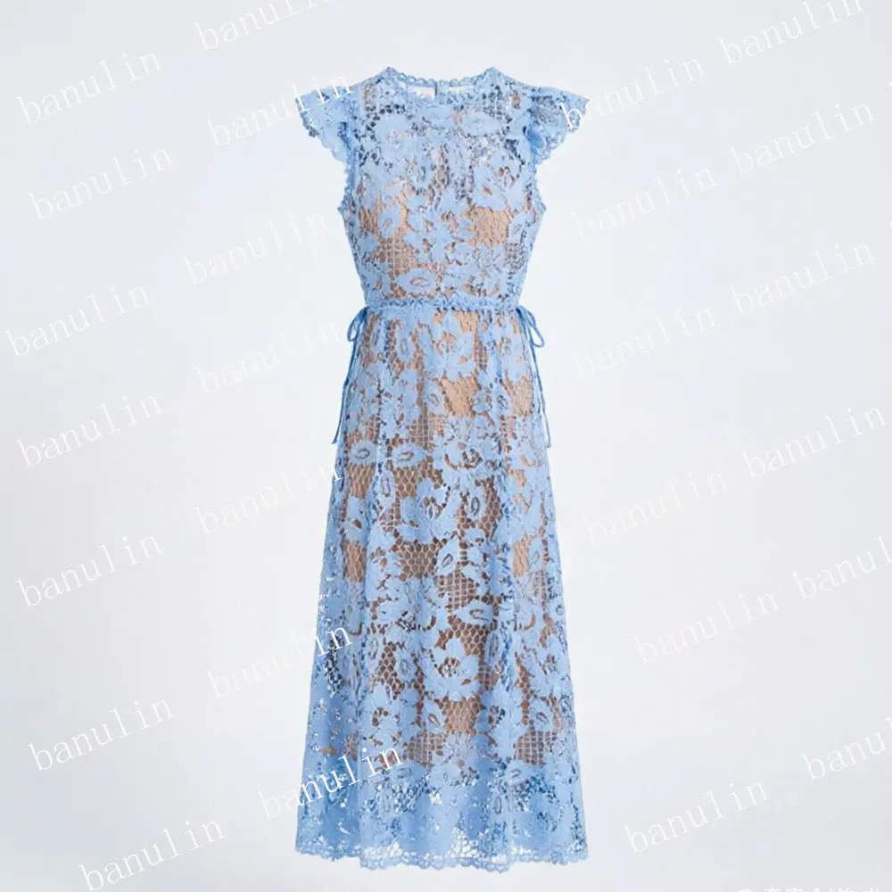 Vintage French Style Blue Lace Dress Women Elegant Short Sleeve High Waist Pleated Midi Dress Summer Romantic Party Outfits
Vintage French Style Blue Lace Dress Women Elegant Short Sleeve High Waist Pleated Midi Dress Summer Romantic Party Outfits
