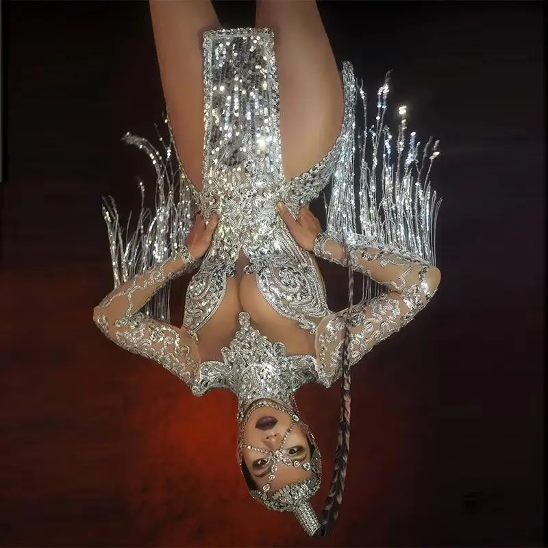 Silver Fringe Mesh Transparent sequin Dress Women Birthday Celebrate Bar Latin Dancer Dresses drag queen costume stage outfit
Silver Fringe Mesh Transparent sequin Dress Women Birthday Celebrate Bar Latin Dancer Dresses drag queen costume stage outfit