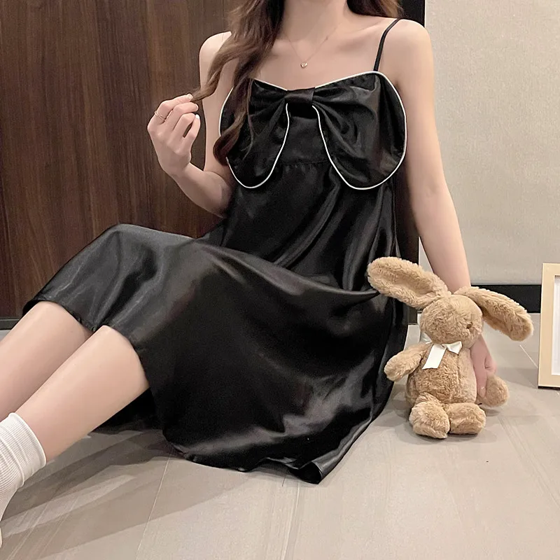 2026 New Ice Silk Sleep Dress Women Summer Sexy Strap Dress Pure Color Knot Simulation Silk Nightgown Home Clothes
2026 New Ice Silk Sleep Dress Women Summer Sexy Strap Dress Pure Color Knot Simulation Silk Nightgown Home Clothes