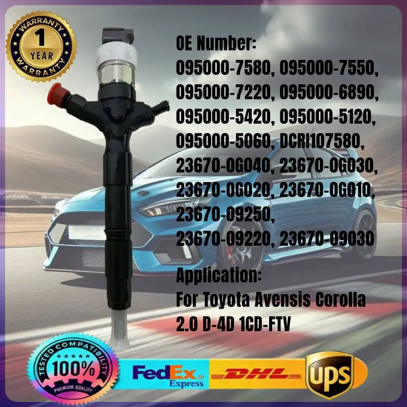 095000-5060 23670-0G010 095000-7220 DCRI107580 095000-755# Fuel Injector for Toyota Engine 1CD-FTV Avensis Corolla 2.0 D-4D
095000-5060 23670-0G010 095000-7220 DCRI107580 095000-755# Fuel Injector for Toyota Engine 1CD-FTV Avensis Corolla 2.0 D-4D