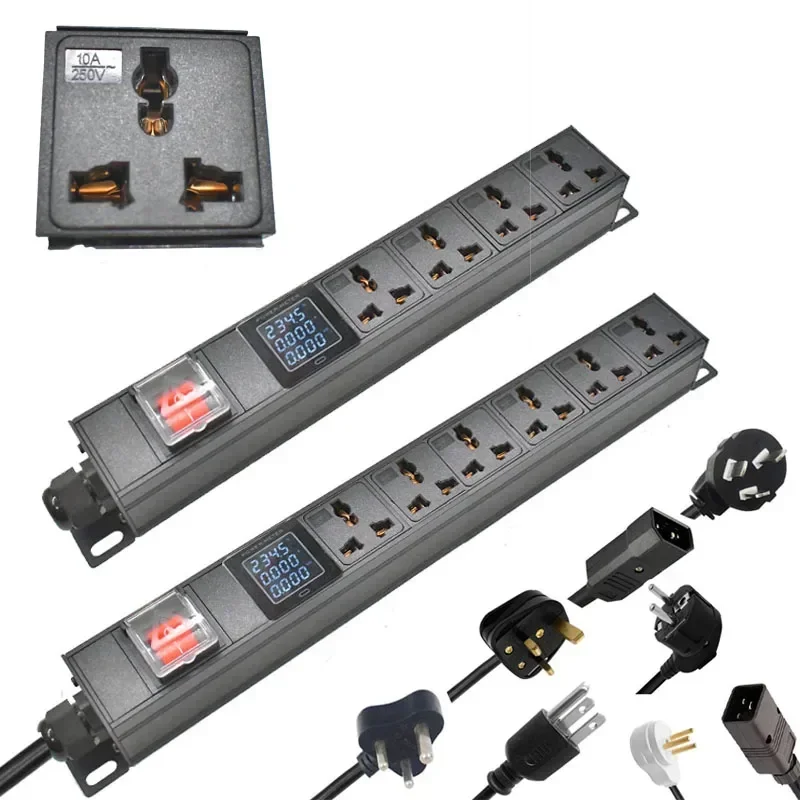 PDU power strip network rack 2-9AC 10A universal socket with digital display ammeter 2-meter extension cord
PDU power strip network rack 2-9AC 10A universal socket with digital display ammeter 2-meter extension cord