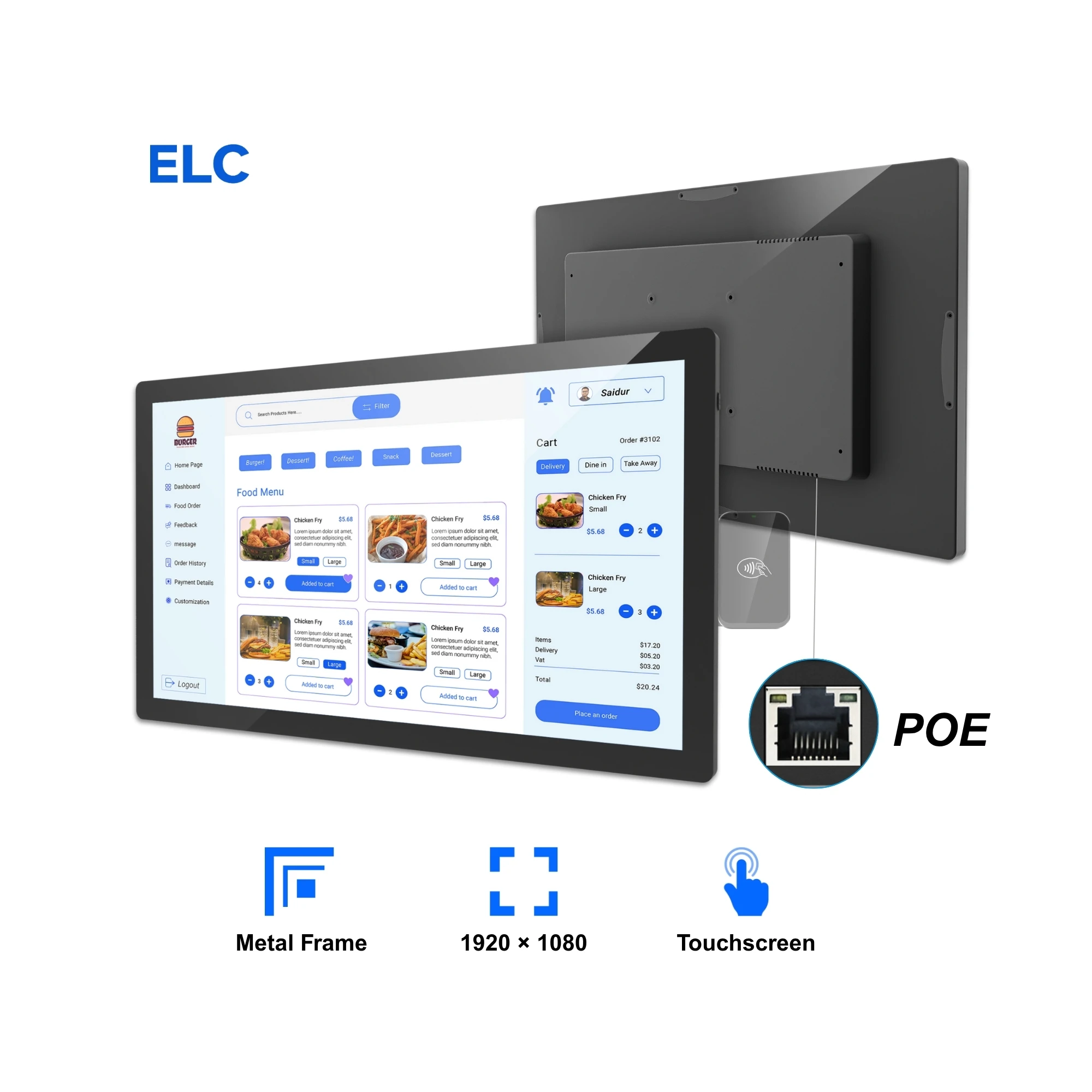 15,6-дюймовый киоск самообслуживания с сенсорным экраном и поддержкой Poe NFC, торговый автомат Windows/Android/Linux, киоск самозаказ для ресторана
15,6-дюймовый киоск самообслуживания с сенсорным экраном и поддержкой Poe NFC, торговый автомат Windows/Android/Linux, киоск самозаказ для ресторана