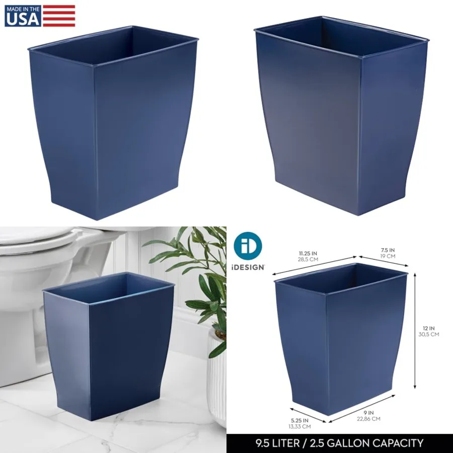 Small Plastic Bathroom Trash Can, Slim Rectangle Garbage Bin for Bedroom, Office, Dorm, Blue
Small Plastic Bathroom Trash Can, Slim Rectangle Garbage Bin for Bedroom, Office, Dorm, Blue