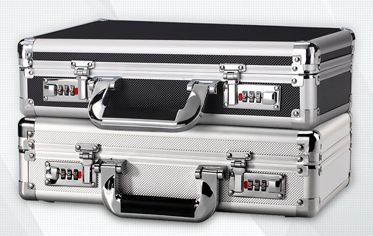 Aluminum alloy portable password suitcase with lock, small mini business document storage box, lightweight and portable for men
Aluminum alloy portable password suitcase with lock, small mini business document storage box, lightweight and portable for men