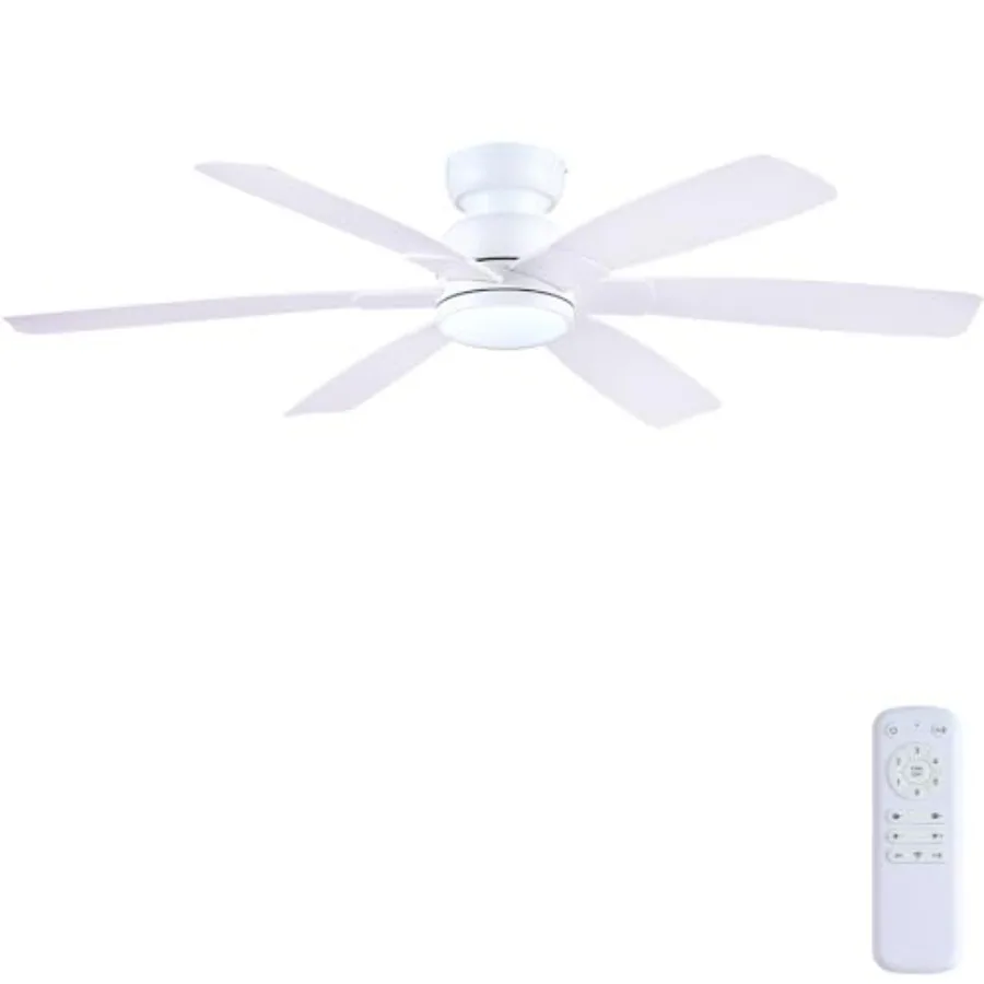 52 Inch Modern Ceiling Fans with Lights Remote Control Low Profile Flush Mount 6 Reversible Plastic Blades 6 Speeds 3CCT Dimmab
52 Inch Modern Ceiling Fans with Lights Remote Control Low Profile Flush Mount 6 Reversible Plastic Blades 6 Speeds 3CCT Dimmab