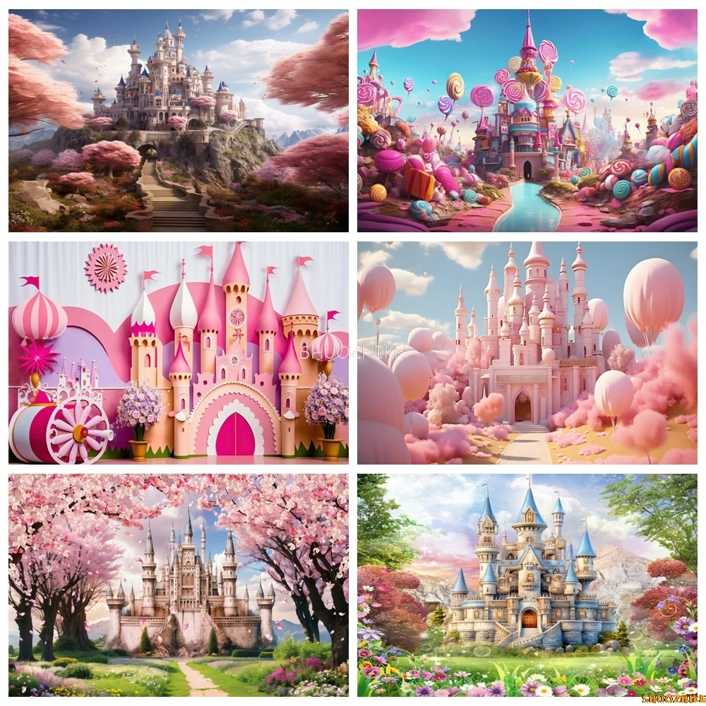 Fairy Tale Pink Castle Backdrop Girls Princess Birthday Party Spring Floral Balloons Castle Wonderland Photography Background
Fairy Tale Pink Castle Backdrop Girls Princess Birthday Party Spring Floral Balloons Castle Wonderland Photography Background