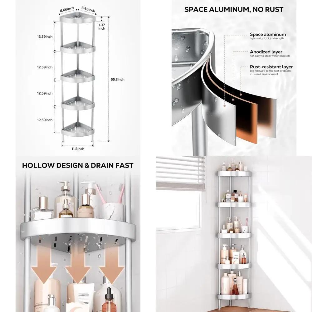 5-уровневый алюминиевый органайзер для душа со стабильностью защиты от сотрясений и регулируемыми ножками для неровных полов — серебристый
5-уровневый алюминиевый органайзер для душа со стабильностью защиты от сотрясений и регулируемыми ножками для неровных полов — серебристый