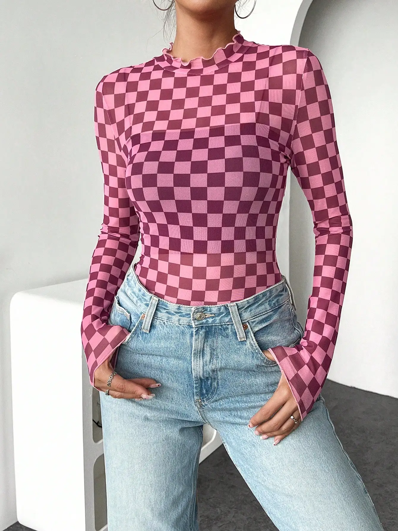 Women's Casual Checkerboard Long Sleeve Fitted Top Fall Cloth For Women
Women's Casual Checkerboard Long Sleeve Fitted Top Fall Cloth For Women