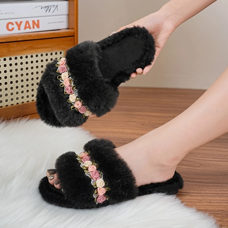 Women's Fashion New Soft Indoor Home Fluffy Fuzzy Slippers Fur Cross Open Toe Fur Slides Flower Sweet Slippers
Women's Fashion New Soft Indoor Home Fluffy Fuzzy Slippers Fur Cross Open Toe Fur Slides Flower Sweet Slippers