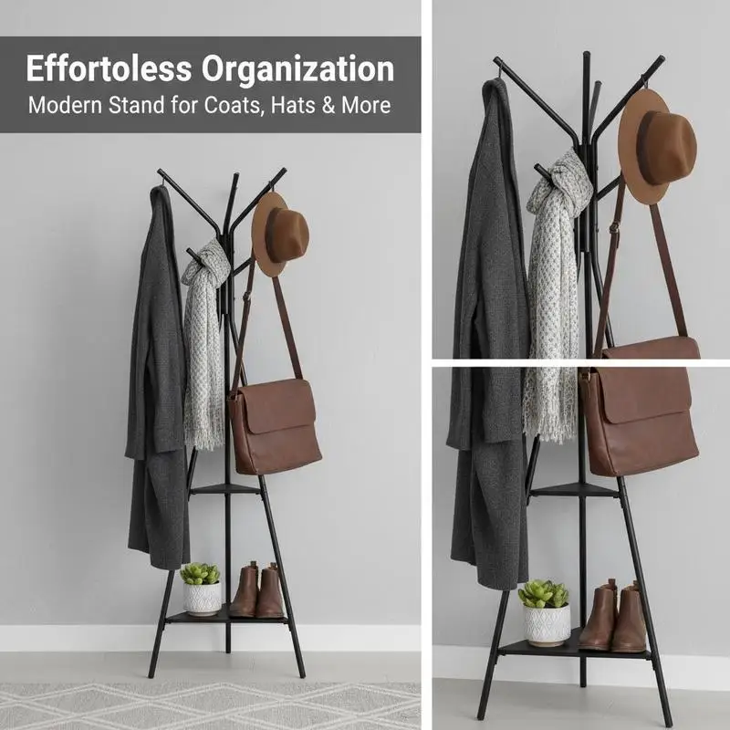 Garment Organizer 17.7" x 17.7" x 70.8" For Entryway Bedroom Living Room, 2 Shelves 6 Hooks Metal Frame Heavy Duty Base Space Saving Design Modern Vertical Storage Solution Coats Hats Scarves Handbags
Garment Organizer 17.7" x 17.7" x 70.8" For Entryway Bedroom Living Room, 2 Shelves 6 Hooks Metal Frame Heavy Duty Base Space Saving Design Modern Vertical Storage Solution Coats Hats Scarves Handbags