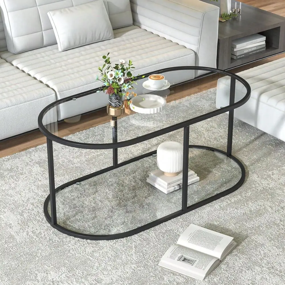 Table Black Glass Coffee Table For Living Room,2 Tiers Oval Center Table With Sturdy Metal Frame,Modern Tempered Glass Accent T
Table Black Glass Coffee Table For Living Room,2 Tiers Oval Center Table With Sturdy Metal Frame,Modern Tempered Glass Accent T
