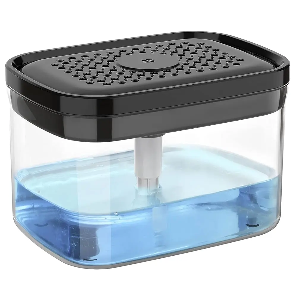 Dish Soap Dispenser for Kitchen,2 in 1 Premium Sponge Holder, Dishwashing Soap Pump Dispenser for Countertop, Black
Dish Soap Dispenser for Kitchen,2 in 1 Premium Sponge Holder, Dishwashing Soap Pump Dispenser for Countertop, Black