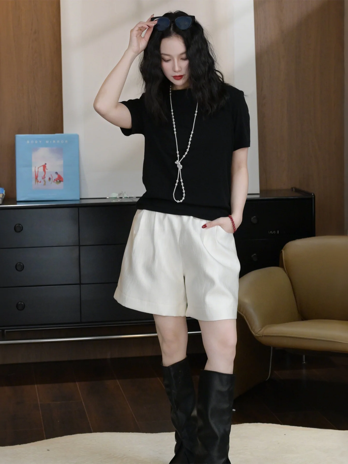 Simple Loose Elastic Waist Vacation Style Casual Shorts Prussian Park RS Ladies Straight Leg Cotton Blend Summer Pants
Simple Loose Elastic Waist Vacation Style Casual Shorts Prussian Park RS Ladies Straight Leg Cotton Blend Summer Pants