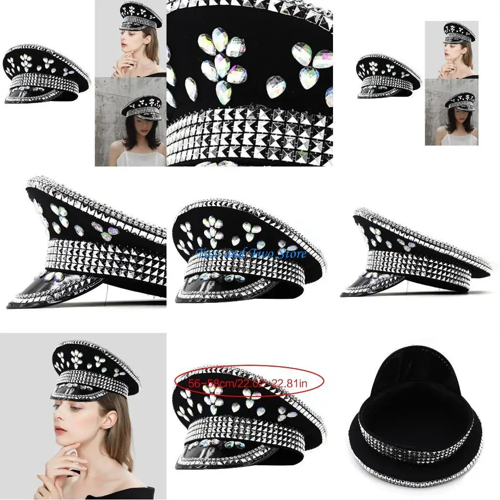 HX6F Sparkling Captain Hat Crystals Sequins Hat for Bachelorette Party Disco Captain Hat Disco Hat for Actress
HX6F Sparkling Captain Hat Crystals Sequins Hat for Bachelorette Party Disco Captain Hat Disco Hat for Actress