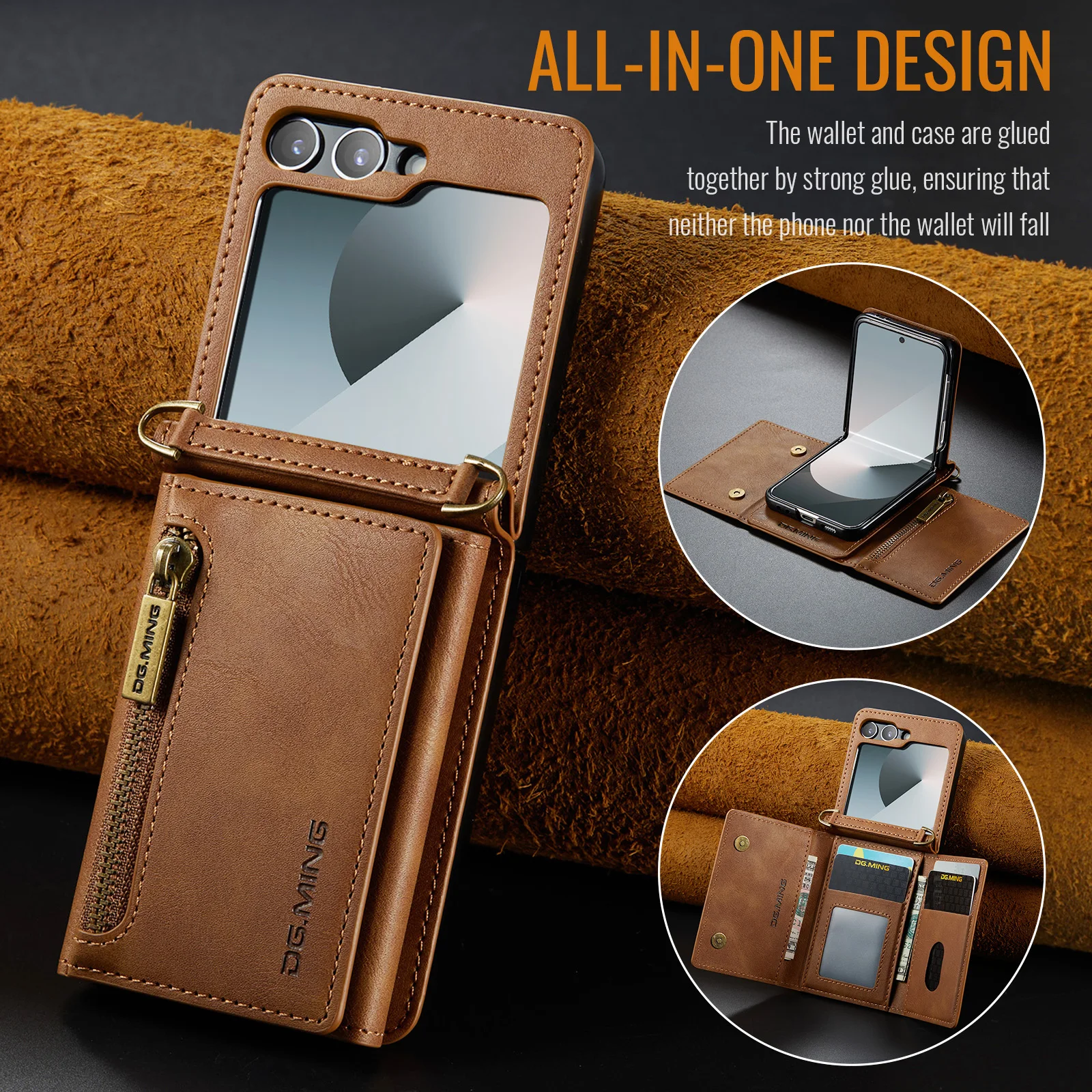 Suitable for Samsung Galaxy Z Flip6 mobile phone case Flip5 card holder magnetic detachable leather wallet case an Flip4/3 cover
Suitable for Samsung Galaxy Z Flip6 mobile phone case Flip5 card holder magnetic detachable leather wallet case an Flip4/3 cover