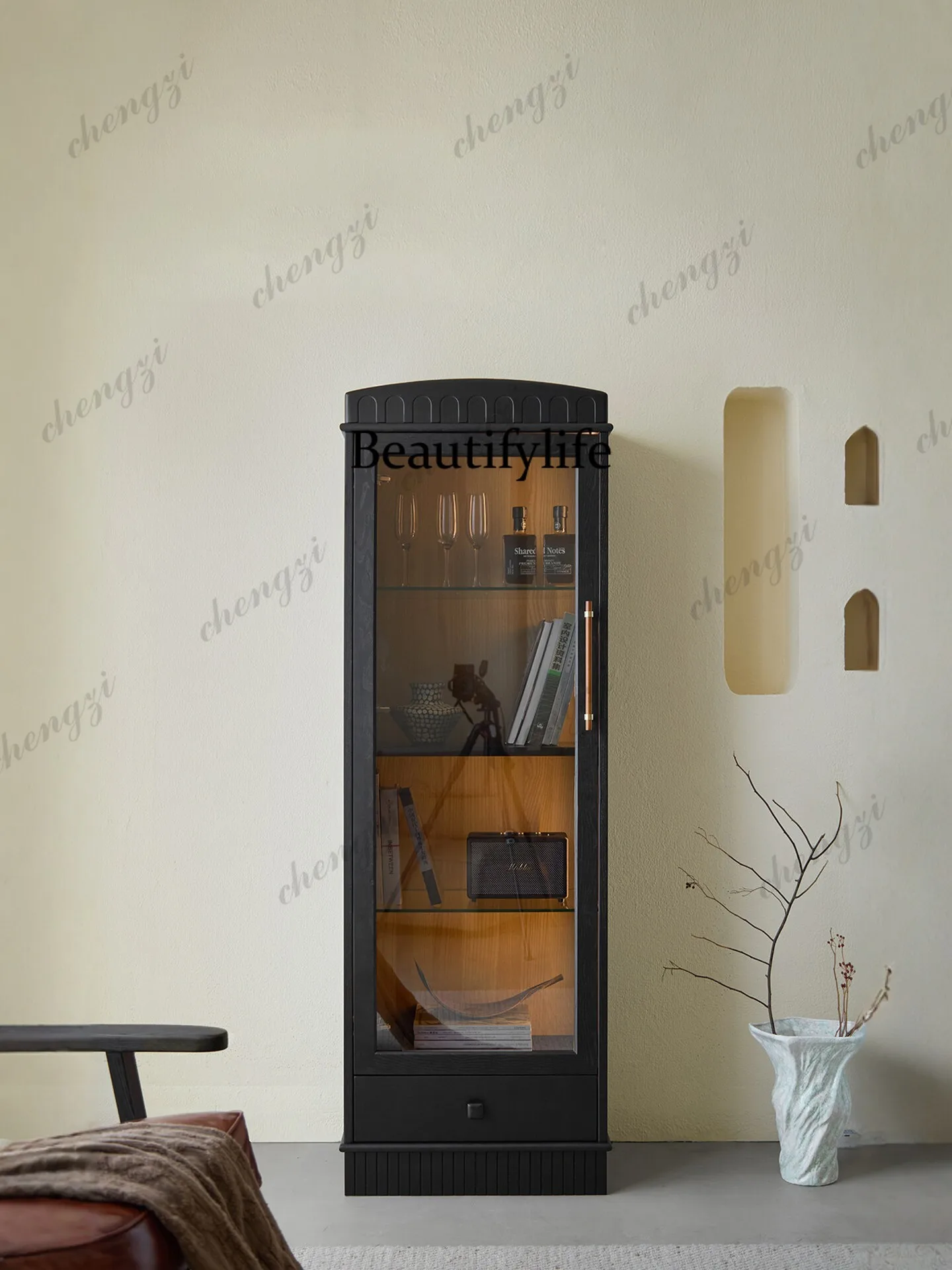 Retro solid wood display cabinet Floor-to-ceiling bookcase Figure display cabinet Glass door Integrated living room storage
Retro solid wood display cabinet Floor-to-ceiling bookcase Figure display cabinet Glass door Integrated living room storage