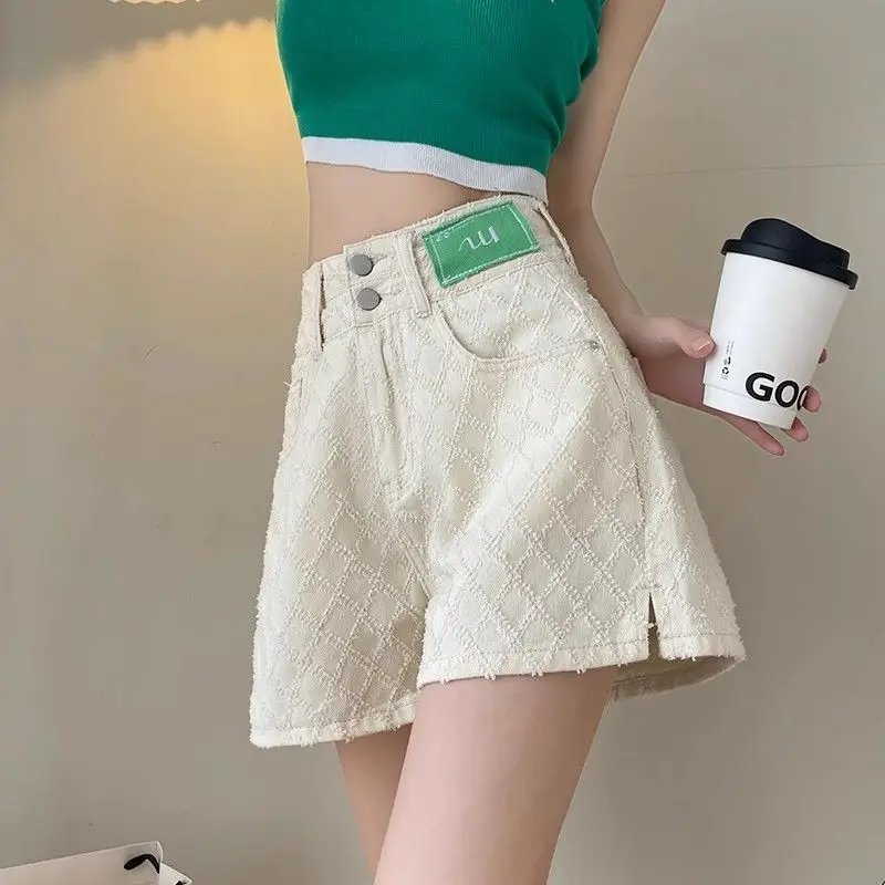 Women Summer White Geometric Jacquard High Waist Appear Thin Denim Shorts Ladies Simplicity Office Lady All-match Casual Jeans
Women Summer White Geometric Jacquard High Waist Appear Thin Denim Shorts Ladies Simplicity Office Lady All-match Casual Jeans